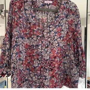 Parker New York Printed Blouse 100% Silk size Large